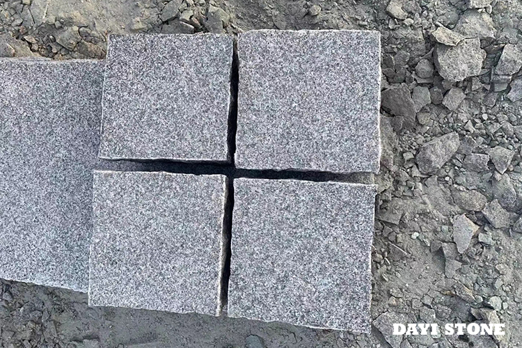 G654-5 Dark Grey Granite Natural Stone Cubes Top flamed edges split bottom sawn 10x10x8cm - Dayi Stone
